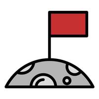 Flag on Moon for Space Icon vector