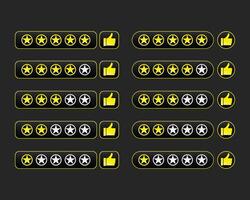 Set of star rating review icon for apps and websites. Like, thumbs up vector
