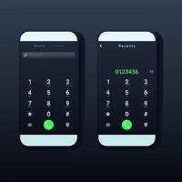 Smartphone dial keypad screen. Keypad with numbers and letters for phone. User interface keypad for smartphone. Phone call screen vector