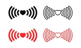 Set of heart wifi. Love signal. Wifi hotspot signal. Heart signal. Love connection vector