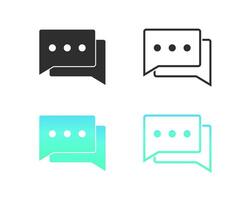 Set of message icon. Two chat square speech message bubbles with three dots. Comment or chat icon vector