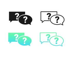 Set of question icon. Two chat speech message bubbles with question marks. FAQ or forum icon. Communication concept vector