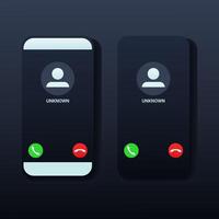 Incoming call on smartphone screen. Call screen smartphone interface. vector