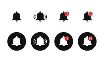 Set of notification bell icon. Ringing bell, incoming inbox message. Alarm icon vector