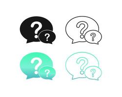 Set of question icon. Two chat speech message bubbles with question marks. FAQ or forum icon. Communication concept vector