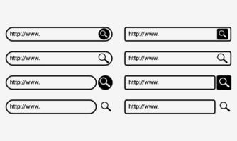 Set of search address and navigation bar symbol. Search bar for ui, design and web site. Search form template. Search www http pictogram vector