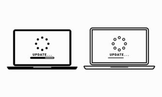 Loading process in laptop screen. Install new software, operating system support. System software update and upgrade concept vector