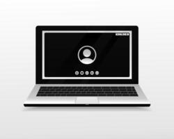 Laptop with call interface for social communication vector