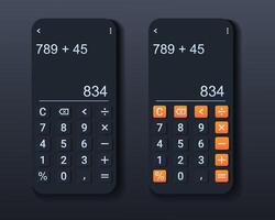 Calculator app tool. Smartphone with calculator app vector