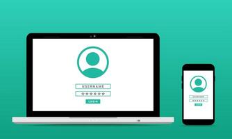Login to account. Password security access on laptop. Verification code. Private authorization sign. Authentication login from system vector