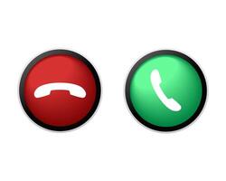 Set of phone call icons. Accept call and decline button. Answer and decline phone call buttons vector