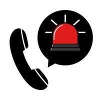 Emergency call icon. Dial with emergency light in bubble text vector