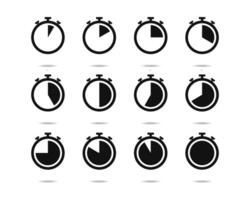 Set of timer, clock, stopwatch icon. Flat symbol sign vector