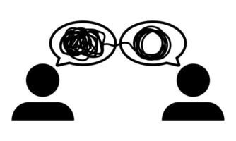 Silhouette therapist and patient. Tangle and untangle, problems solution vector