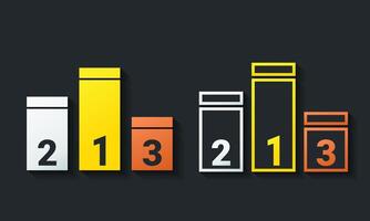 Podium for the winner. First, second, third winner. Voting diagram, bar graph. Gold, silver, bronze vector