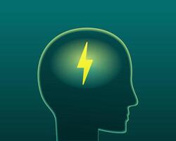 Silhouette head with lightning. Brainstorming vector