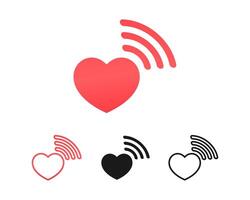 Set of heart wifi. Love signal. Wifi hotspot signal. Heart signal. Love connection vector