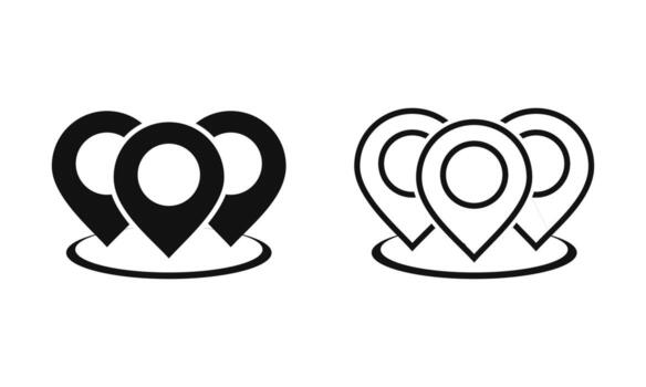 conjunto de mapa alfiler icono. ubicación icono . puntero signo. GPS ubicación. Tres mapa alfiler en uno ubicación vector