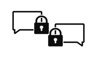Chat speech message bubbles with padlock. Privacy chat or communication vector