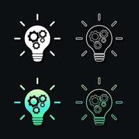 Set of light bulb with gears inside. Innovation idea creative concept vector