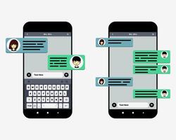 Smart phones chatting sms template. Bubbles messages chat with a character profile picture vector