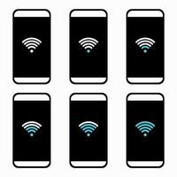 Set of mobile with wifi signal on the screen. icon. Wifi signal notification concept sign vector