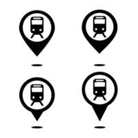 Train station map pin icon. Railway location vector