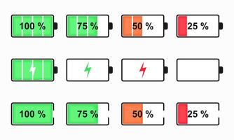 Battery charge level status indicator vector