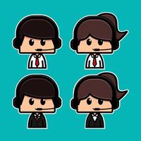 Operator employee cute characters. Call center cartoon. Customer service vector