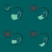 How to wearing protective mask correctly vector