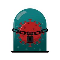 Virus locked up in a tube design. Virus in prison, chained with padlock symbol vector