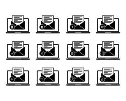 Laptop with envelope email on screen.Message email notification vector