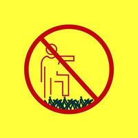 Do not step on grass sign concept. Line art. Please keep of the grass sign vector