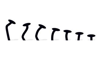 Broken bent nails. Spike with different situations vector