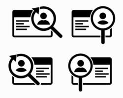 ID card icon with magnifying glass. Identification card. Looking for identity vector