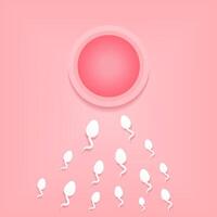 Human fertilization. Sperm and egg. Sperm that runs towards the egg vector