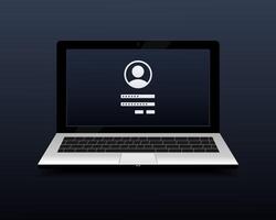 Login to account. Password security access on laptop. Verification code. Private authorization sign. Authentication login from system vector
