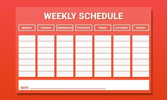 Weekly schedule planner template. For office and private use vector