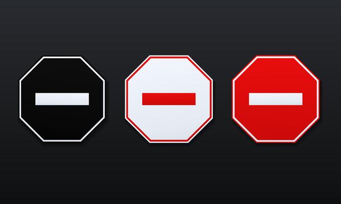 Set of do not enter sign. Prohibition sign