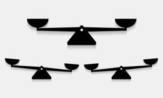 Set of scale icon. Balance and unbalance, one-sided vector