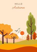 autumn background with beautiful natural scene and tree vector