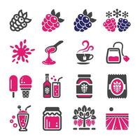 raspberry and blackberry icon set vector
