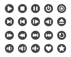 media player button icon set vector
