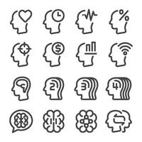 mind and brain line icon set vector