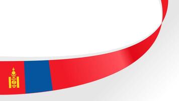 wavy mongolia flag ribbon with copy space. mongolia national day vector
