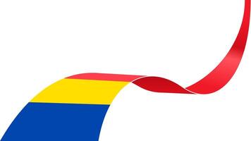 wavy romania flag ribbon background with copy space for text. romania national day vector