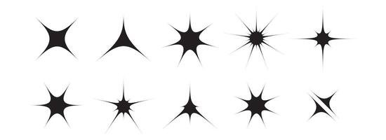 Abstract star geometric shapes, Brutalism geometric. Retro futuristic elements illustration set vector