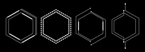 Frame hexagonal. Sci fi game frame line elements vector