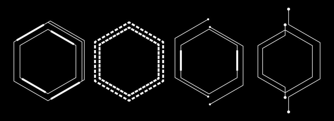 Frame hexagonal. Sci fi game frame line elements