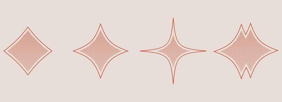 Set of star sparkle shapes with halftone effect. Black dots and pop art texture. Retro illustration vector